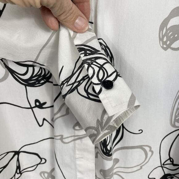 Comfy USA Shirt Dress Tunic Size XS White Black Abstract Print Artsy Back Zipper - Picture 8 of 13
